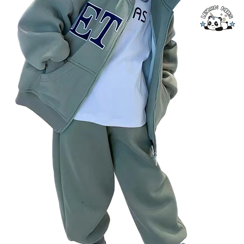 LEZONKIDS - 2023 Most Popular Pure Cotton Clothing Printing Craft Casual Boy Hoodie Set for 2-14T Customized